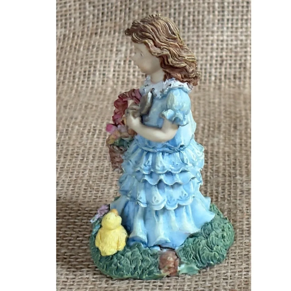 Vintage K’s Collection Gardening Girl with Duck Chick Resin Figurine Cottagecore